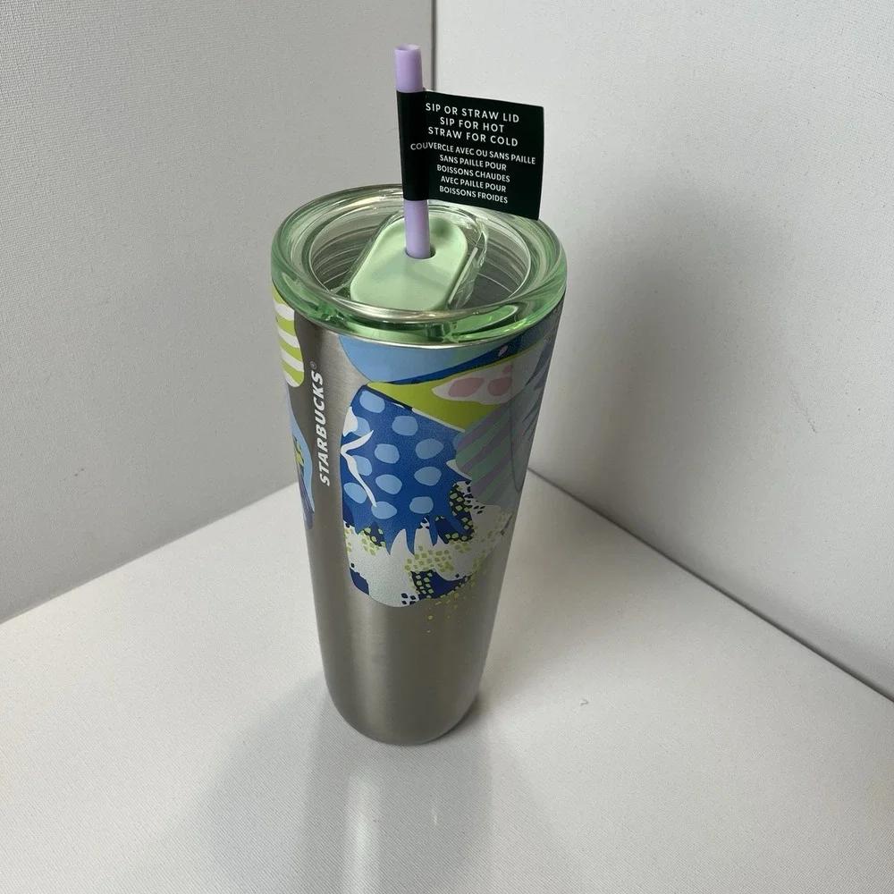 Starbucks Summer 2024 Canna Lily Butterfly Silver Venti‎ Stainless Tumbler 🌸
